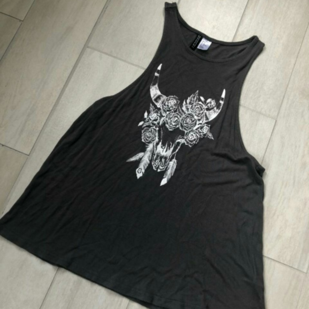 **2 FOR $8** Divided dk gray boho muscle tee.